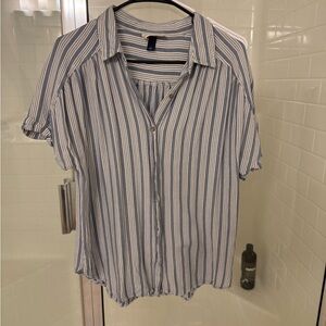Universal Thread Blue and White Striped Button Down Shirt